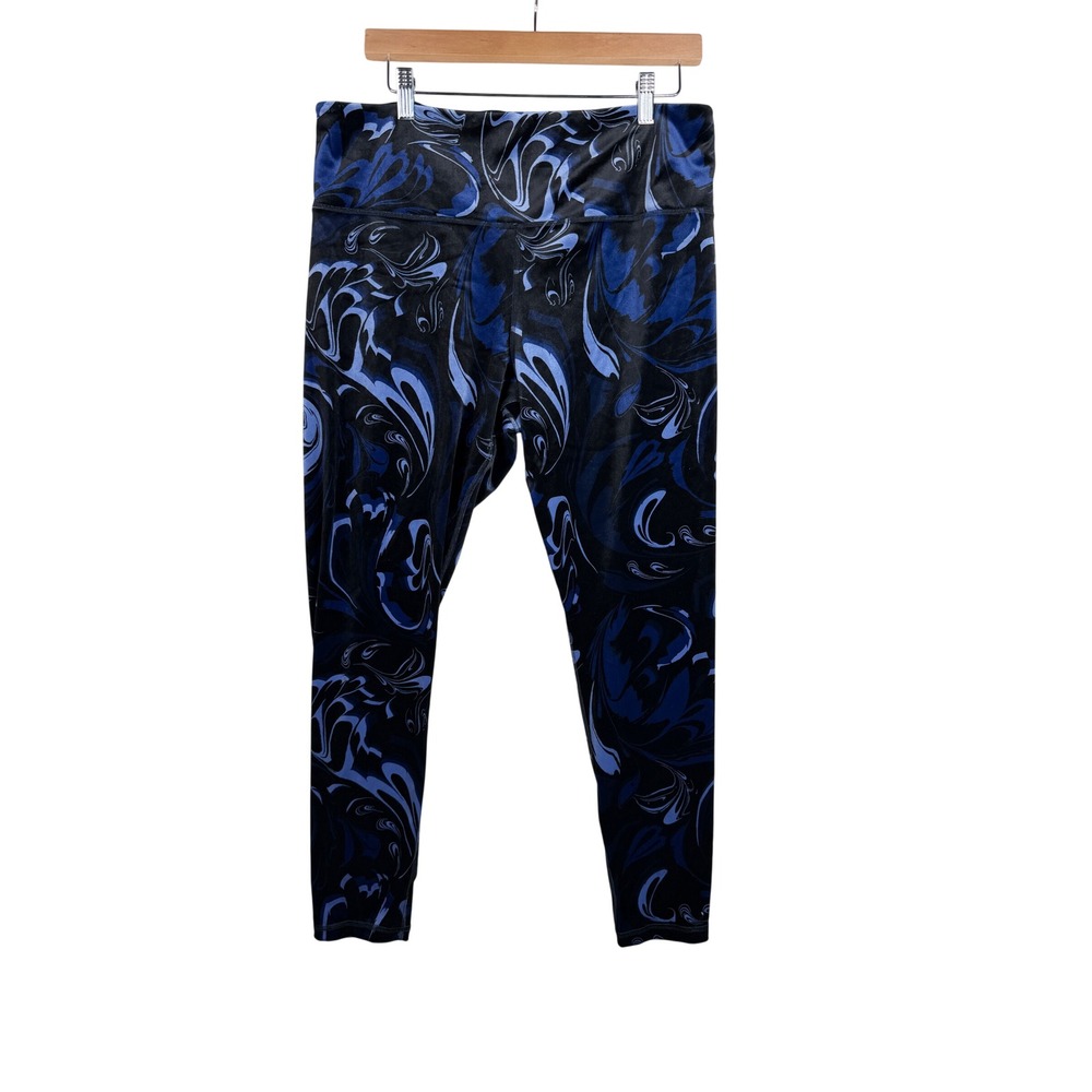 Athleta Elation Velvet Tight Legging Women's High Rise Black Blue Size XL